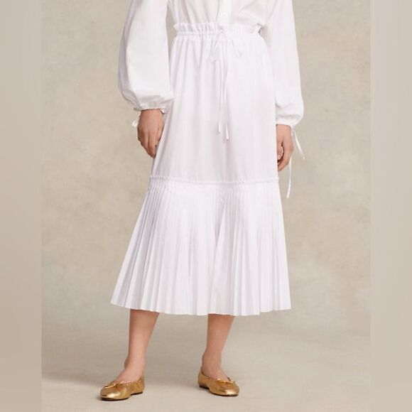 NWT Polo Ralph Lauren Pleated-Hem Drawstrine A-Line
Skirt Sz 6 in White - Picture 6 of 7
